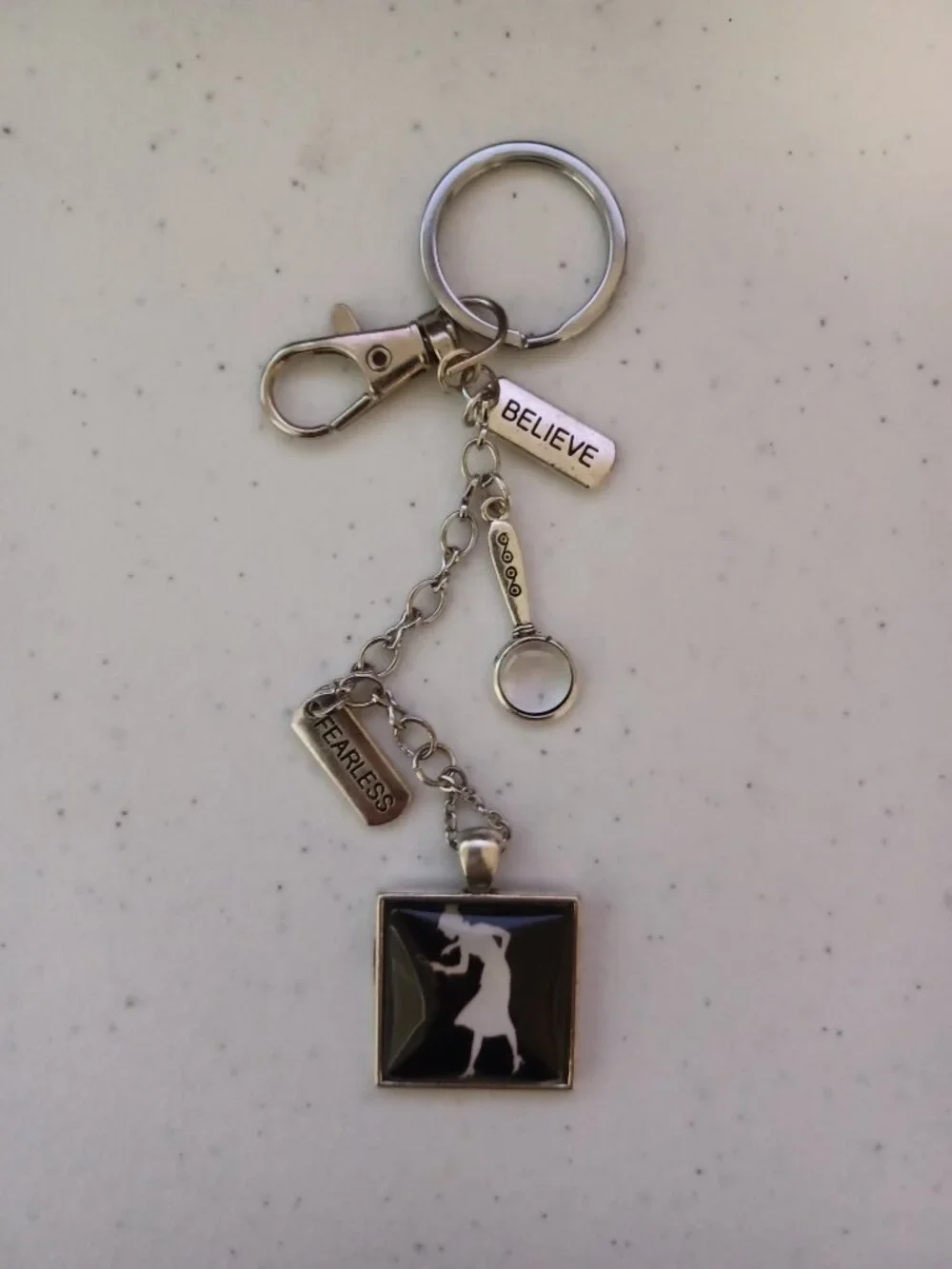 NANCY DREW Key Chain with Charms - Vintage silhouette Handmade